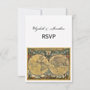 Antique World Map, White BG OSA Kort