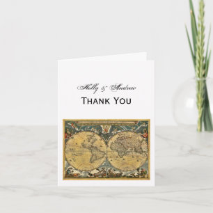 Antique World Map, White BG Tack Kort