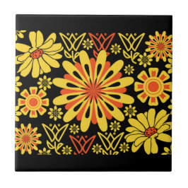 Antique Yeller Florah Tile Design Kakelplatta