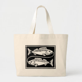 Antique Zodiac Astrological Pisces Totebag Jumbo Tygkasse