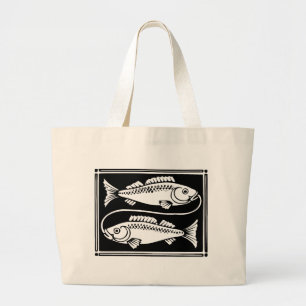 Antique Zodiac Astrological Pisces Totebag Jumbo Tygkasse