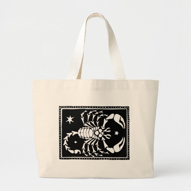 Antique Zodiac Astrological Scorpio Totebag Jumbo Tygkasse (Framsidan)