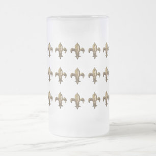 ANTIQUED GULD FLEUR DE LIS UTSKRIFT FROSTAT ÖLGLAS