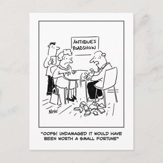 Antiques Disaster. Antique Dealer Valuation. Funny Vykort (Framsida)
