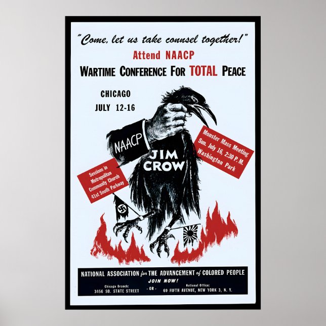 Antirasism & Anti Jim Crow Affisch NAACP Art Vägg (Framsidan)