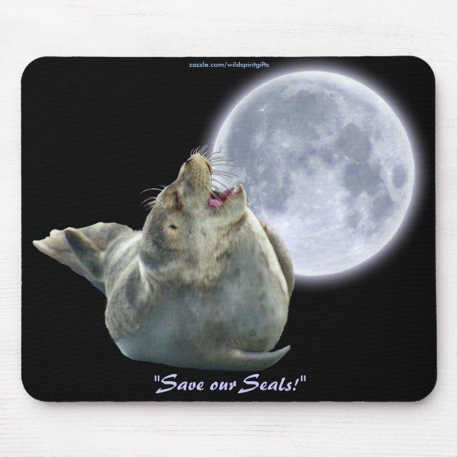 Antisäljakt Seal-Valp & Måne Wildlife Mousepad Musmatta (Framsidan)