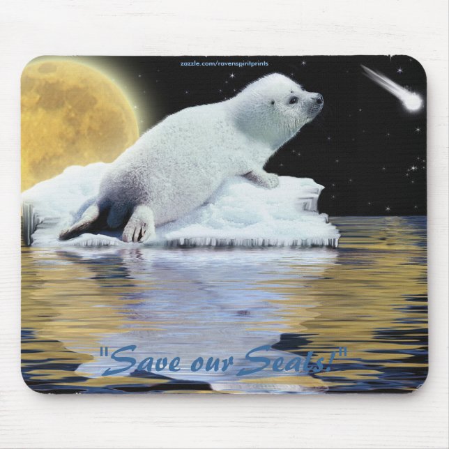 Antisjöjakt Cute Harp Seal Wildlife Mouse Pad Musmatta (Framsidan)