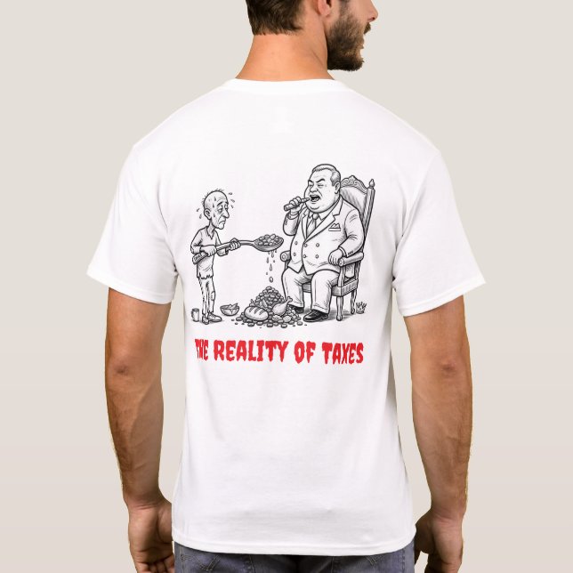 Antiskattspolitisk karikatyr Rollig T-Shirt (Baksida)