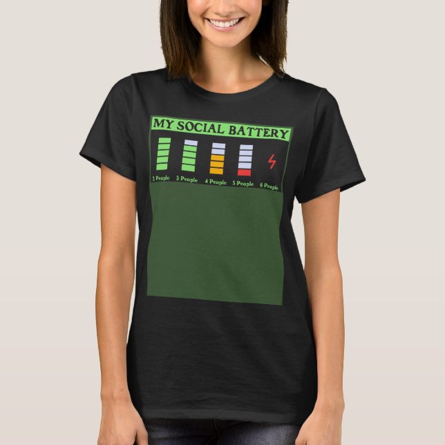 Antisocia Introvert mitt Social-batteri För manar  T Shirt (Framsida)