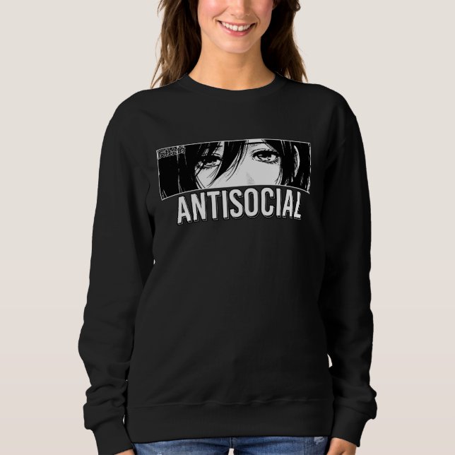 Antisocial Anime Girl Japanese Eyes Introvert Otak T Shirt (Framsida)