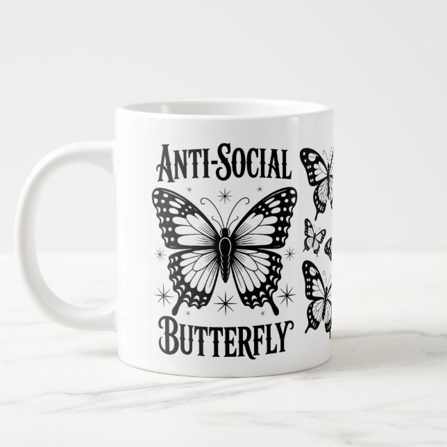 AntiSocial Butterfly Introvert Kopp Specialty Mugg Jumbo Mugg (Vänster)