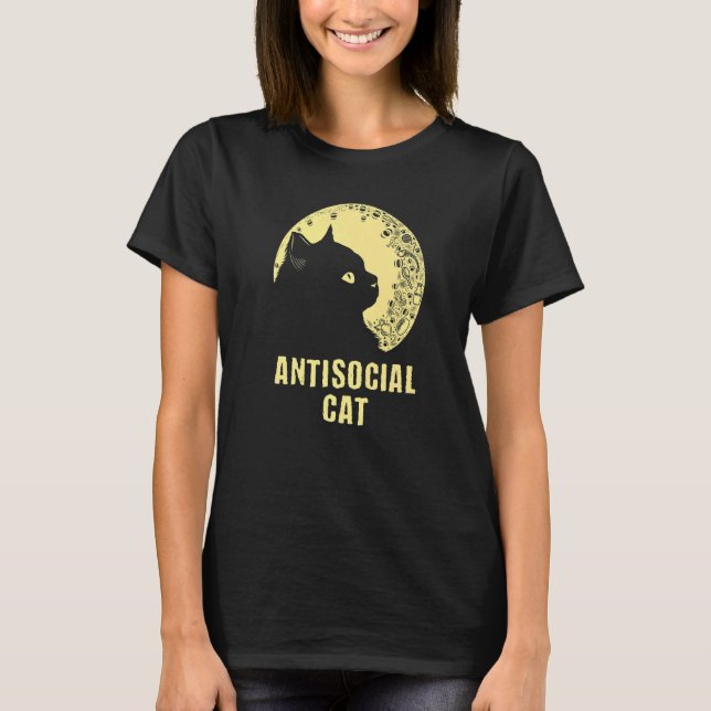 Antisocial Cat  Cat  Humor Kitten Introvert T Shirt (Framsida)