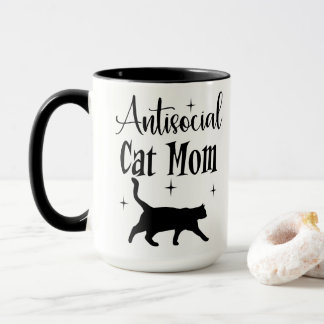 Antisocial Cat Mom Black Cat Stars Funny Sarcastic Mugg
