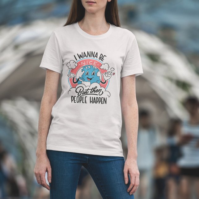 Antisocial Earth Retro-Tecknad T Shirt (Skapare uppladdad)