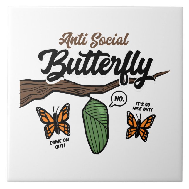Antisocial Fjäril Kakelplatta (Framsidan)