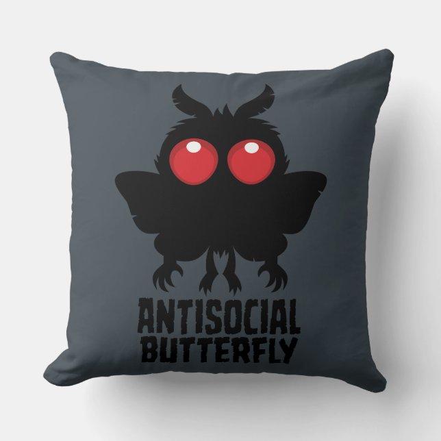 Antisocial Fjäril Mothman Kryptid Kudde (Framsida)