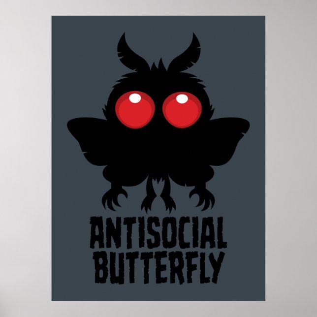 Antisocial Fjäril Mothman Kryptid Poster (Framsidan)