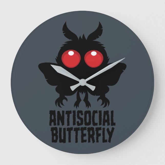 Antisocial Fjäril Mothman Kryptid Stor Klocka (Framsida)