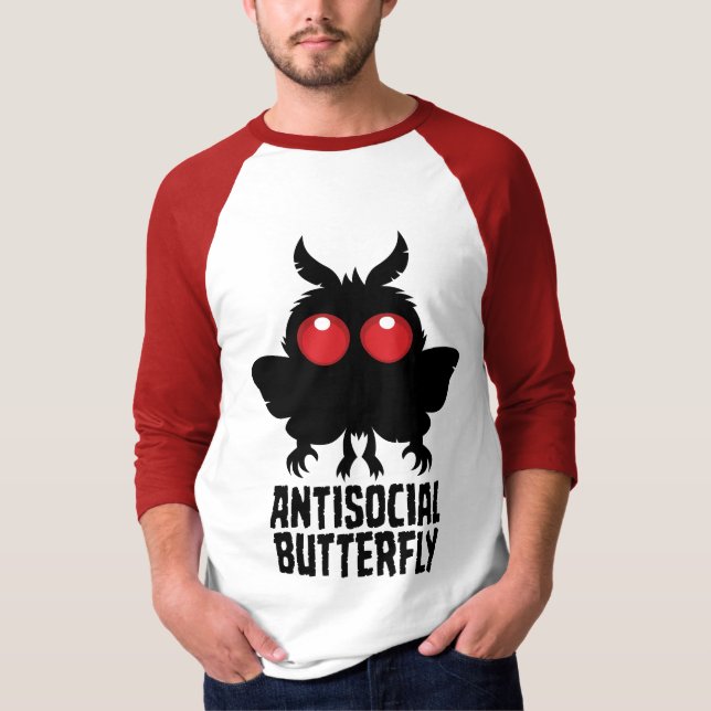 Antisocial Fjäril Mothman Kryptid T Shirt (Framsida)