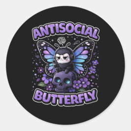Antisocial fjäril runt klistermärke