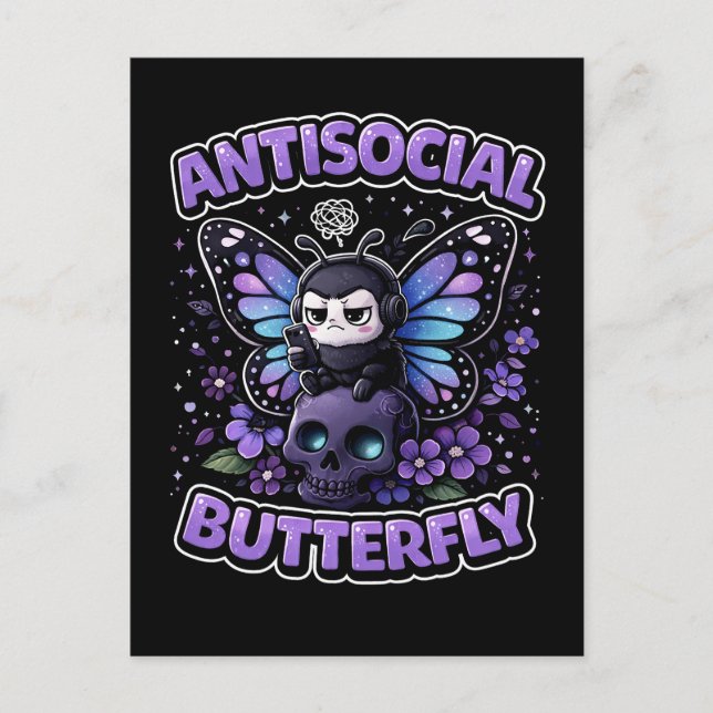 Antisocial Fjäril Vykort (Framsida)