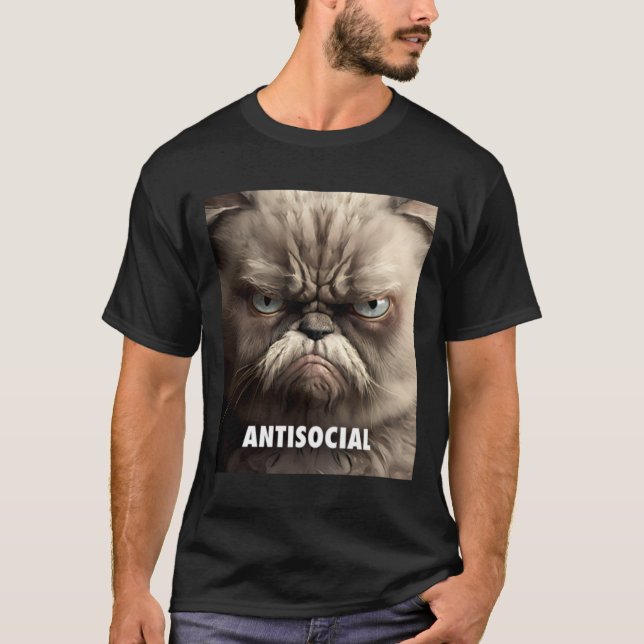 Antisocial grumpy Cat nr 1 T Shirt (Framsida)
