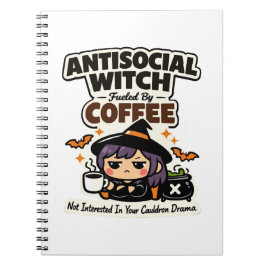 Antisocial häxa kaffe Halloween Anteckningsbok