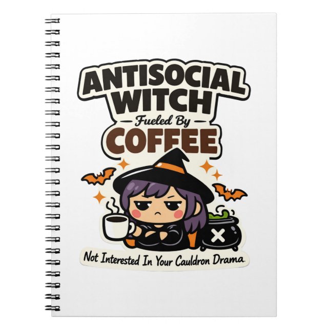 Antisocial häxa kaffe Halloween Anteckningsbok (Framsidan)
