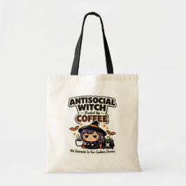Antisocial häxa kaffe Halloween-handväskan Tygkasse