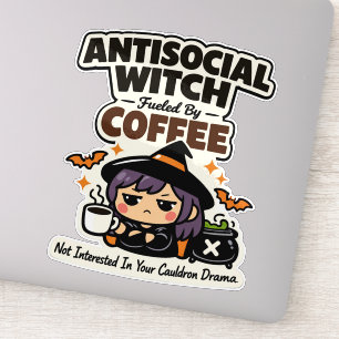 Antisocial Häxa Kaffe Halloween Klistermärken