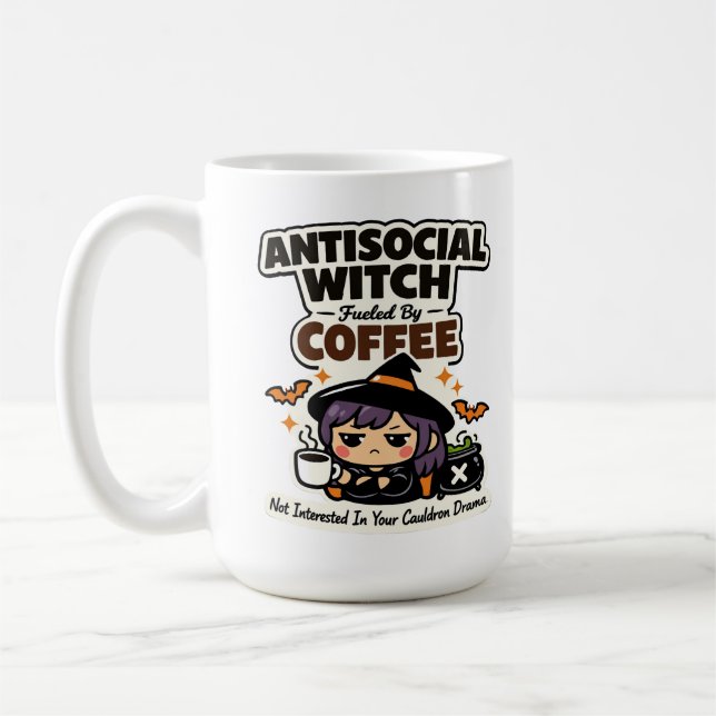 Antisocial häxa kaffe Halloween-mugg Kaffemugg (Vänster)