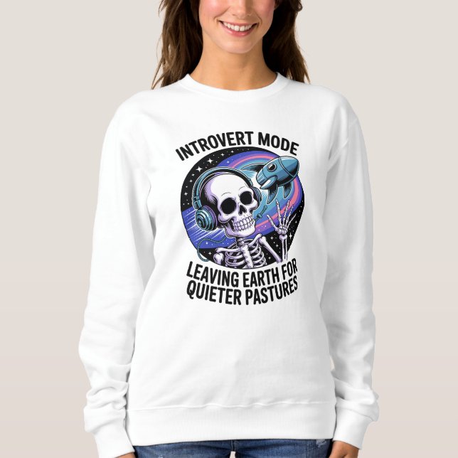 Antisocial Introvert Funny Skeleton Space Alien T Shirt (Framsida)