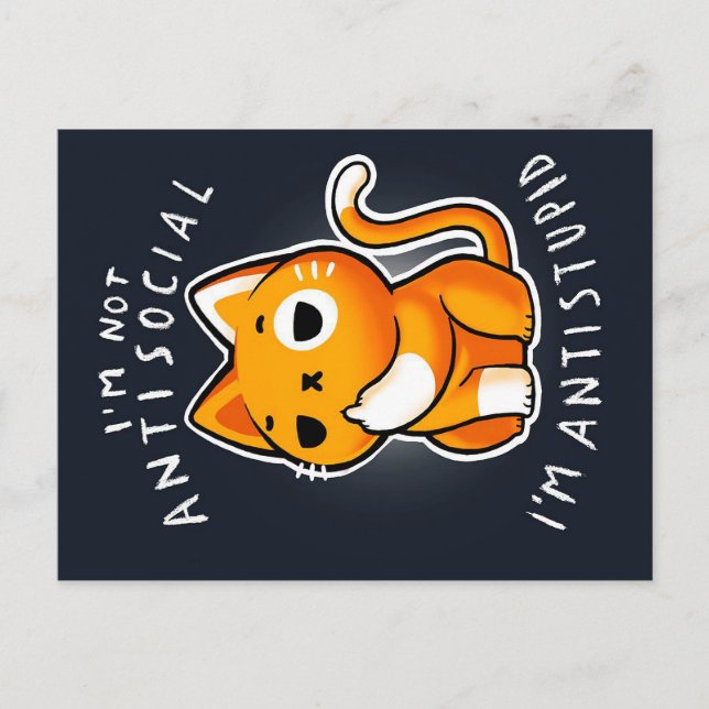 Antisocial katjon| Katt för födelsedagen Meddelande Vykort (Framsida)