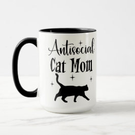 Antisocial kattmamma svart katt stjärnor rolig sar mugg