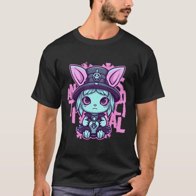Antisocial Kawaii Pastel Goth Cat Gothic Hera T Shirt (Framsida)