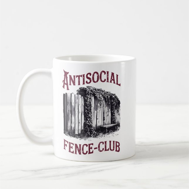 Antisocial Klubb för stängsel - Lustigt Sarkastic  Kaffemugg (Vänster)
