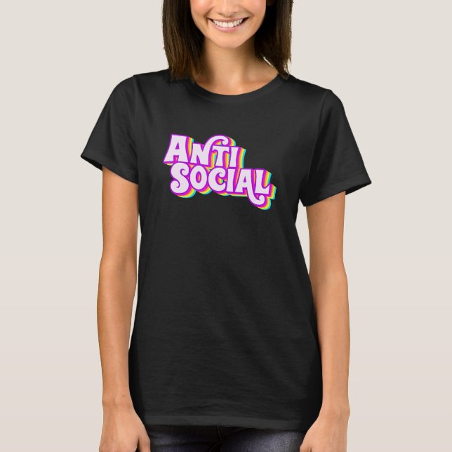 Antisocial Regnbågsintrovert Introvert Hemmasittar T Shirt (Framsida)