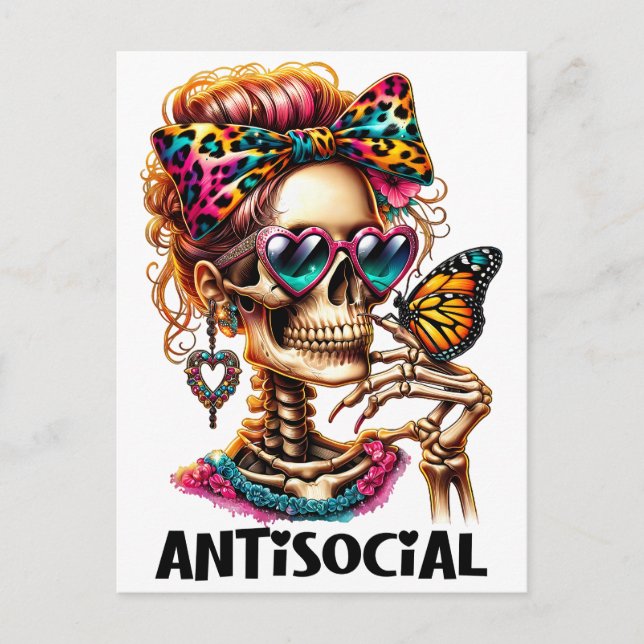 Antisocial Skeleton Dam Helg Vykort (Framsida)