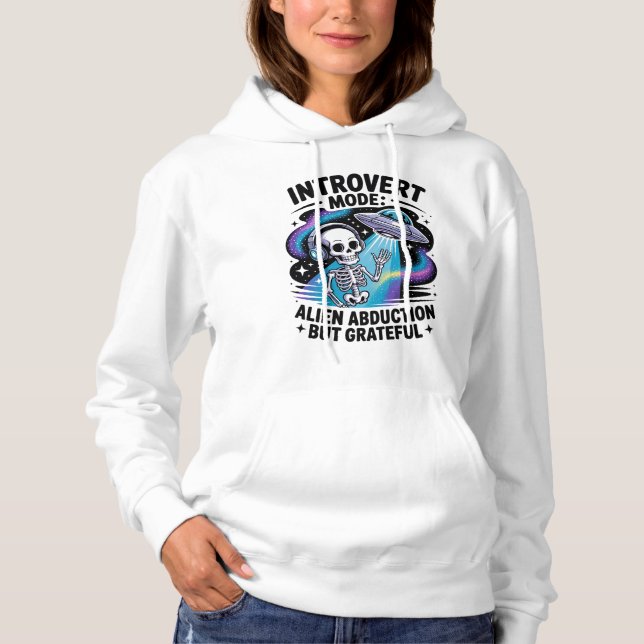 Antisocial Skeleton UFO Funny Space-introduktion T Shirt (Framsida)
