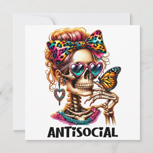 Antisocial skelettdam inbjudningar (Framsida)