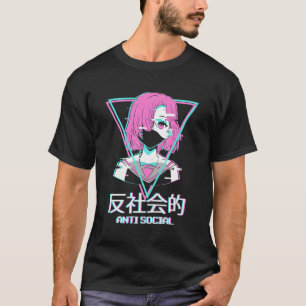 Antisocial Vaporwave Anime Japanskt estetiskt T Shirt