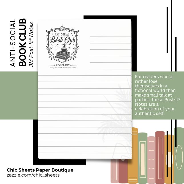 Antisociala bokklubben Linjerade 3M Post-it® Notes Post-it Block (Skapare uppladdad)