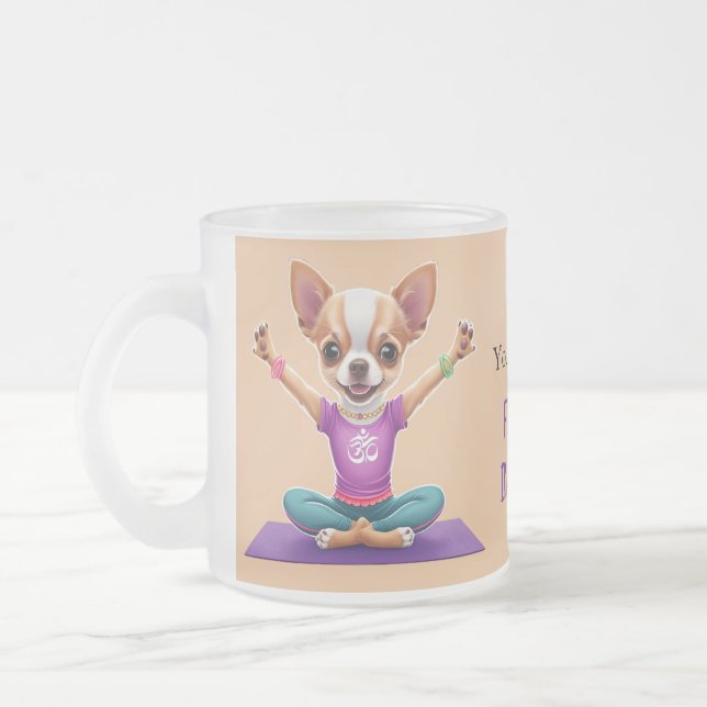 ANTISTRESS Find peace in every sip chihuahua Frostad Glasmugg (Vänster)