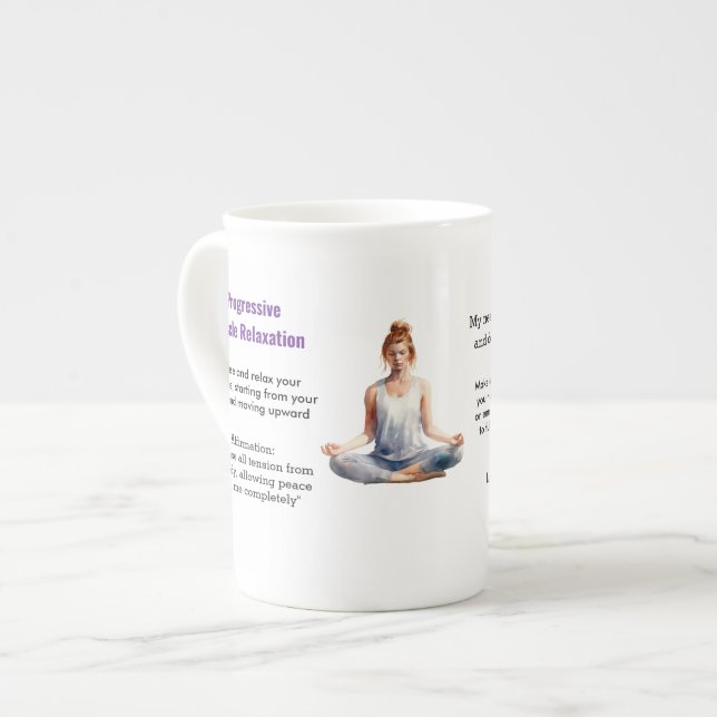 Antistress Peace serenity Chakra Relax calm Benporslin Mugg (Framsida vänster)
