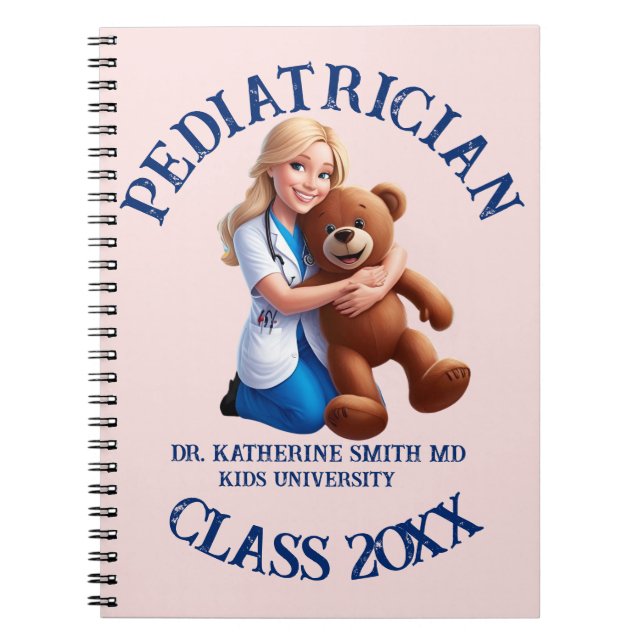 antistress pediatrician teddy bear kids university anteckningsbok (Framsidan)