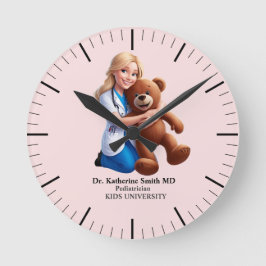antistress pediatrician teddy bear pink university rund klocka