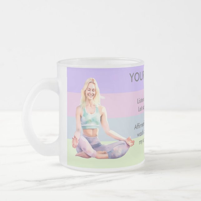 ANTISTRESS RELAX CALM GIRL YOGA CHAKRA FROSTAD GLASMUGG (Vänster)