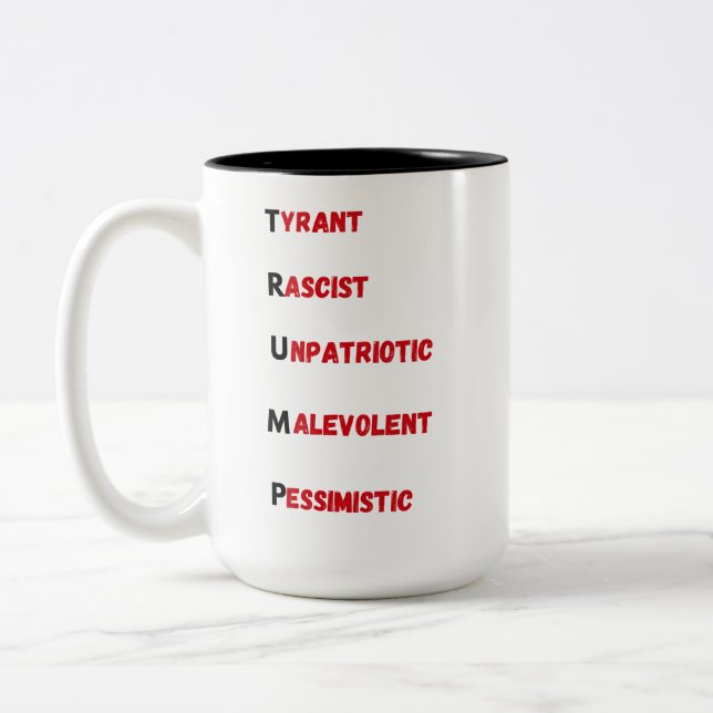 Antitrumpakronym 2 Två-Tonad mugg (Vänster)