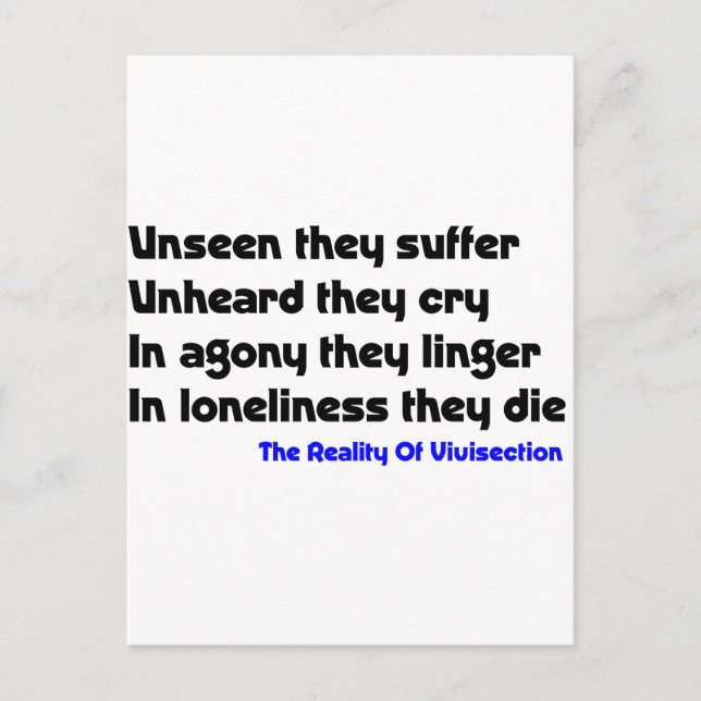 Antivivisering Vykort (Framsida)