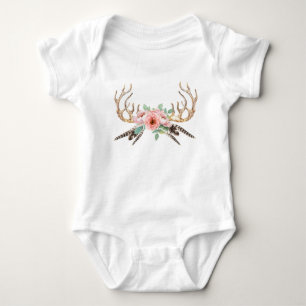 Antler Blommigt Baby Outfit T Shirt